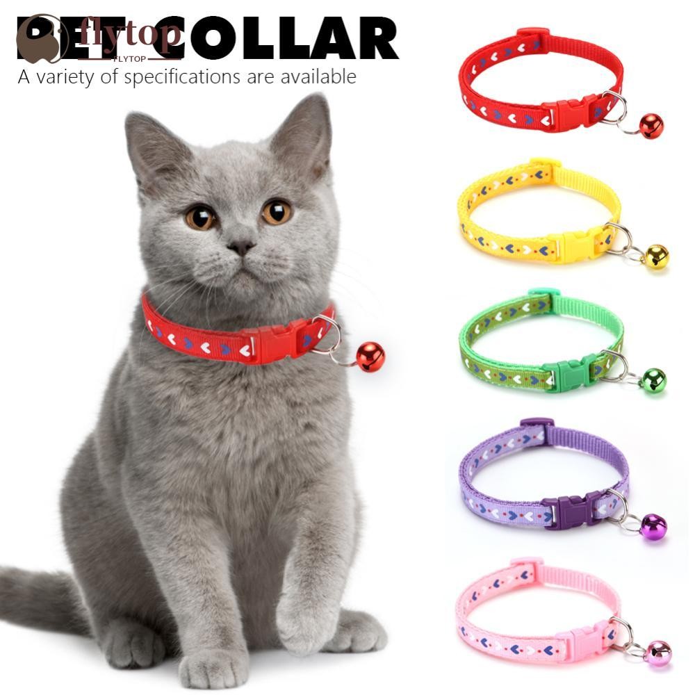 FLYTOP Cute Heart Printing Pet Bell Collar Adjustable For Puppy Dog ...
