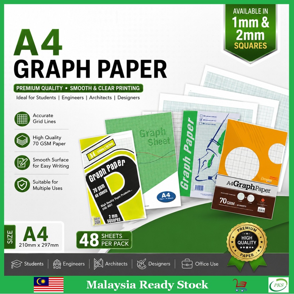 Uni Paper A4/A3 Graph Sheet Graph Paper 1mm/2mm Square Double Sided ...