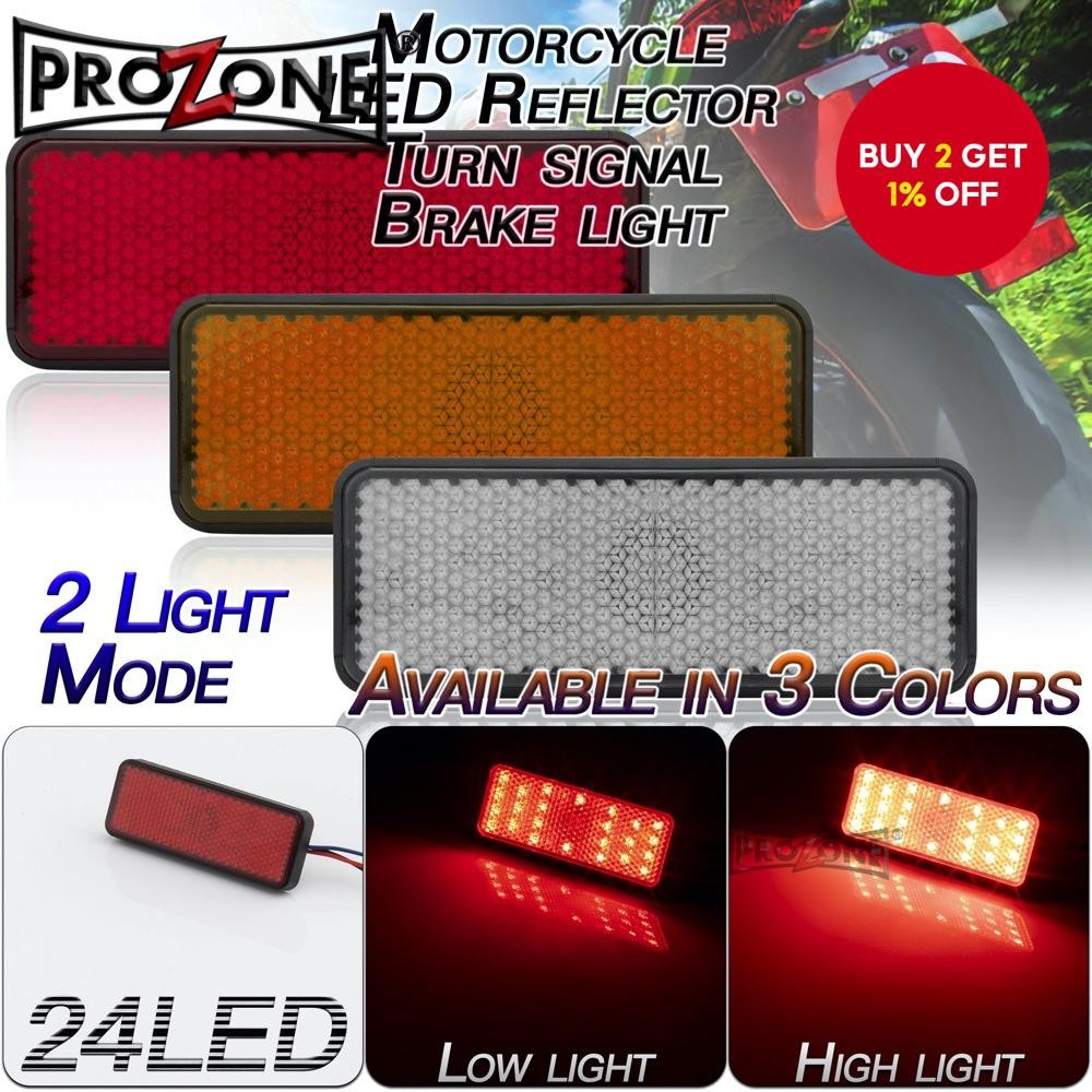 12V Motorcycle Light with 24 LED Rectangle Reflector Tail Brake Stop ...