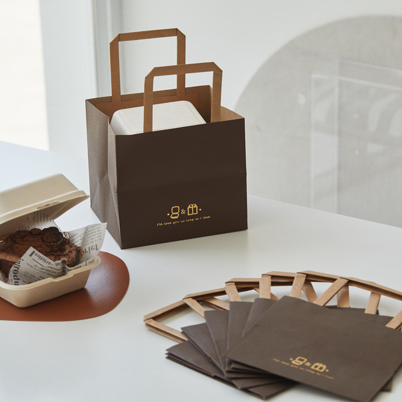 Influencer Bento Cake Box Takeaway Packaging Kraft Paper Bag Baking