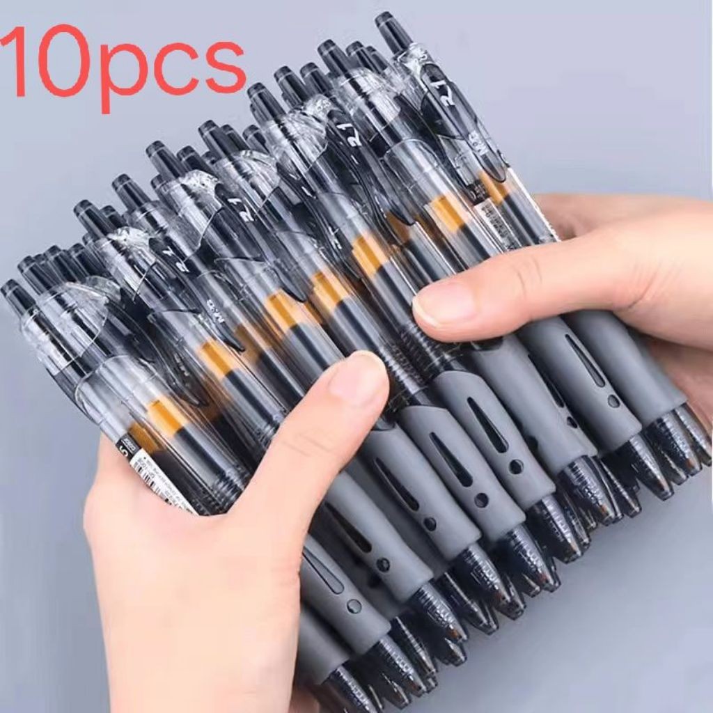 10 pcs Gel Pen 0.5mm Press Sign Pens Student Writing Stationery Ballpen ...