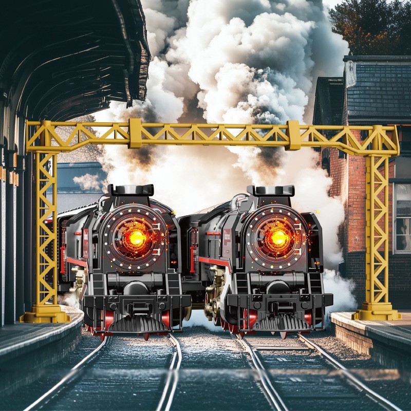 Vintage Steam Train Track Simulation Electric Small Train Model Boys ...