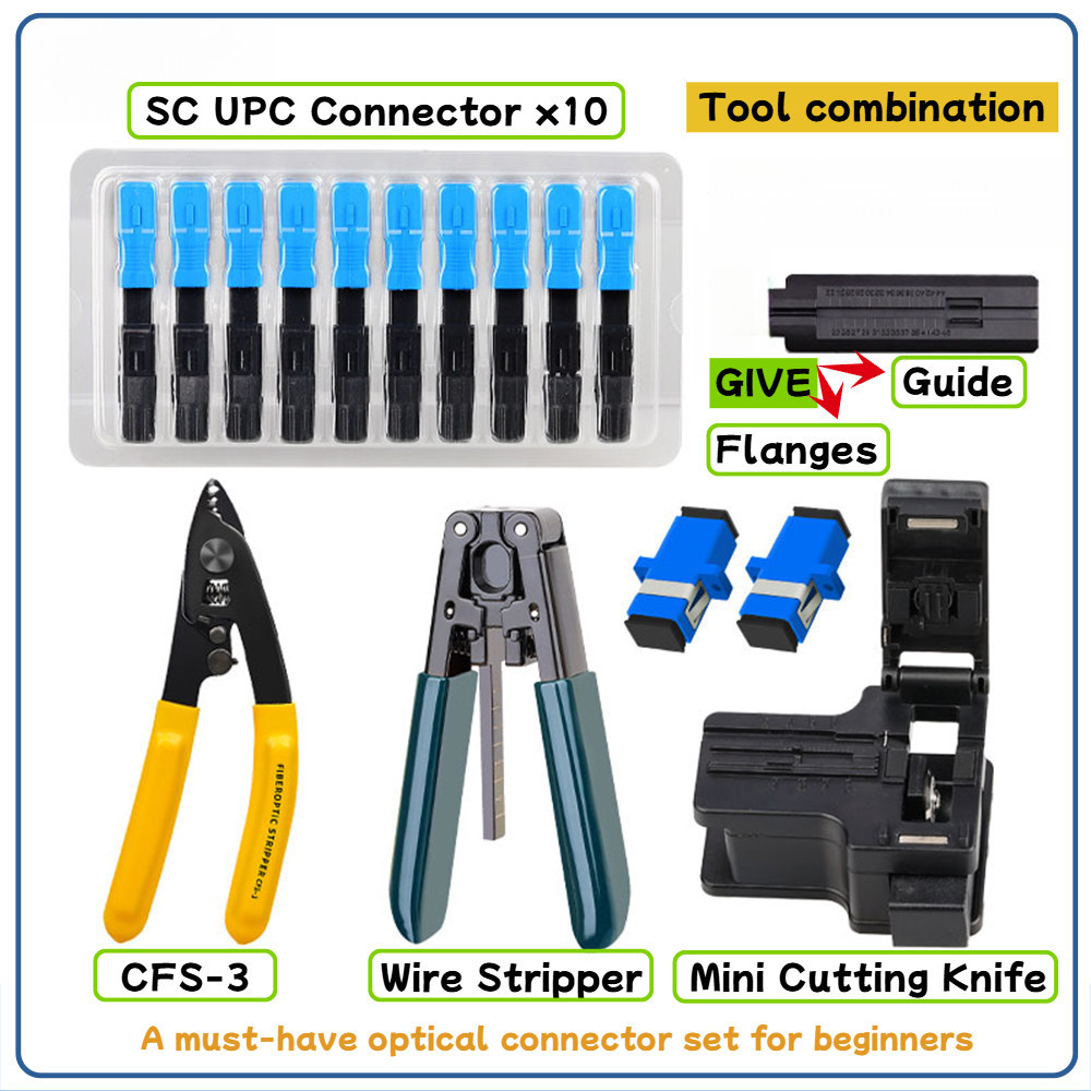 FTTH Fiber Optic Cold Splicing Tool Set Embedded SC/UPC Quick Connector ...