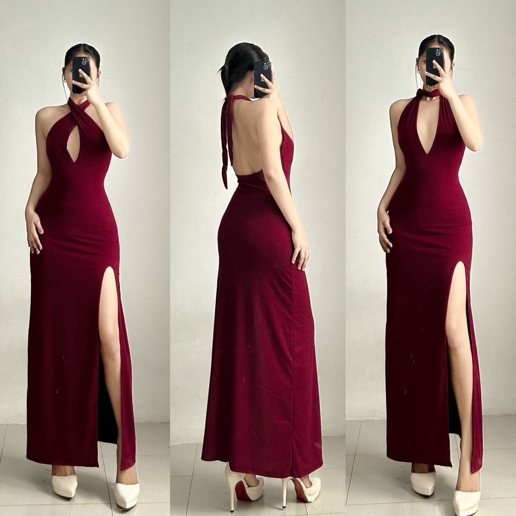 DARCY TWO WAY HALTER SEXYBACK SUMMER |PROM |WEDDING DRESS |47 inches long  |XS-SEMI LARGE | Shopee Philippines