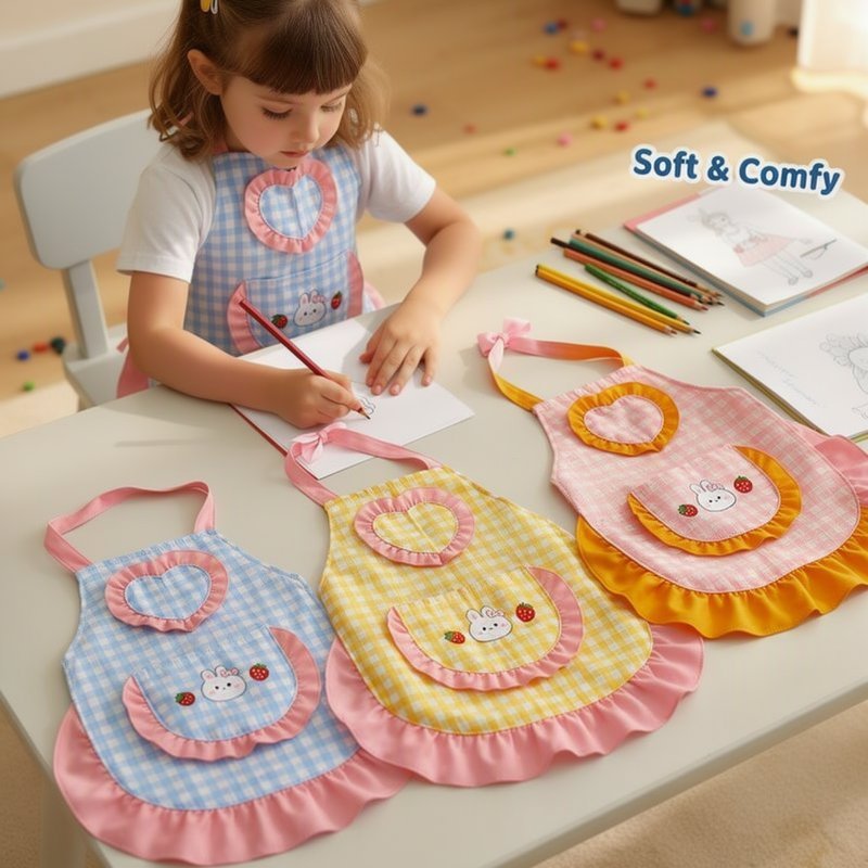 Kids Apron Waterproof Reusable Anti Stain Painting Feeding Pinafore ...