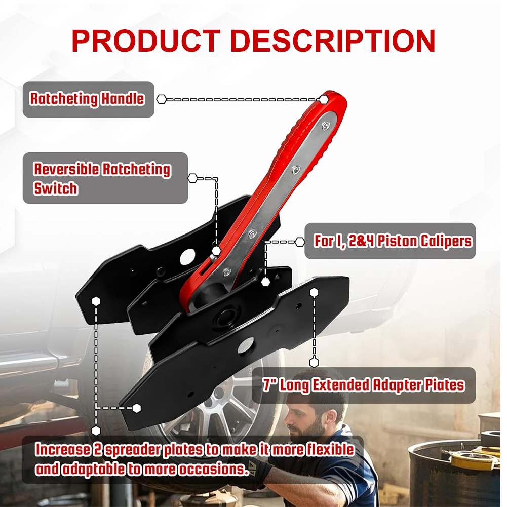 Caliper Piston Spreader with 360° Rotating Ratchet Caliper Piston ...