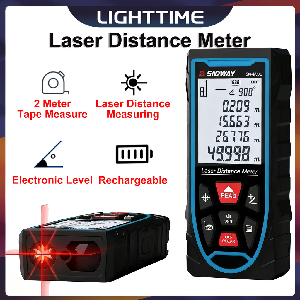 3in1 Laser Rangefinder Digital Distance Finder 2M Rechargeable Laser ...