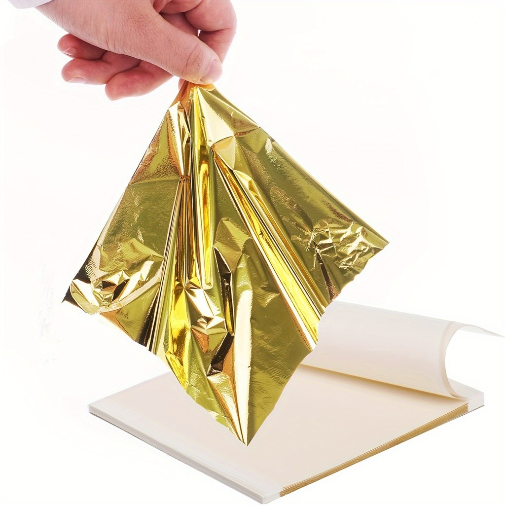 100PCS Gold Leaf Gold Foil Paper Sheets For home Decoration Arts Crafts ...