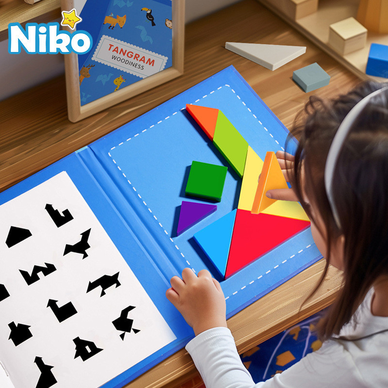3D Kids Magnetic Puzzle Geometric Shape Tangram Jigsaw Montessori ...