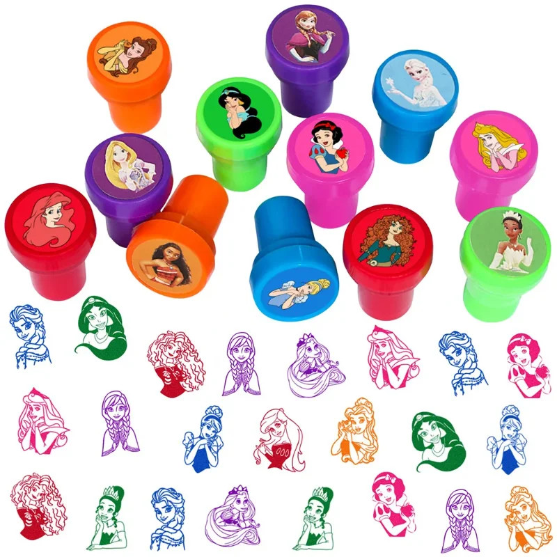 12pcs Disney Princess Stamps: Moana/Elsa/Anna Kawaii Plastic Seals ...
