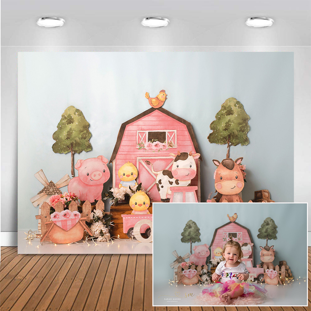 Farming With Friends Backdrop for Photography Pink Farm Granary ...
