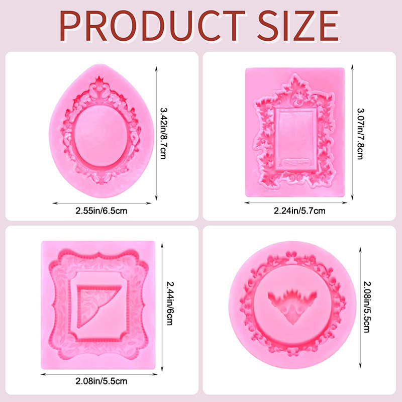 LFPH 4Pcs Silicone Frame Molds For Chocolate, Mini Air Dry Clay Molds ...