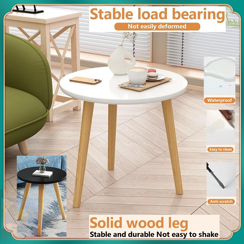 【SayaLiving Store】Nordic Solid Wood Round Side Table,Multi-Functiona ...