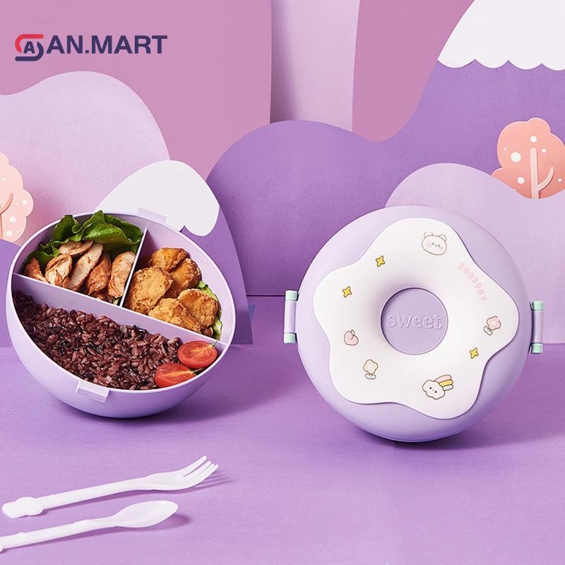 BDB Lunch Box For Kid School Child Snack Box Donut Cartoon Leakproof ...