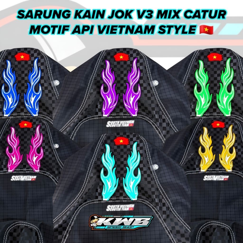 Motorcycle Seat Cover Vietnam Style Fire PatternV3 Carbon Chess Mix ...