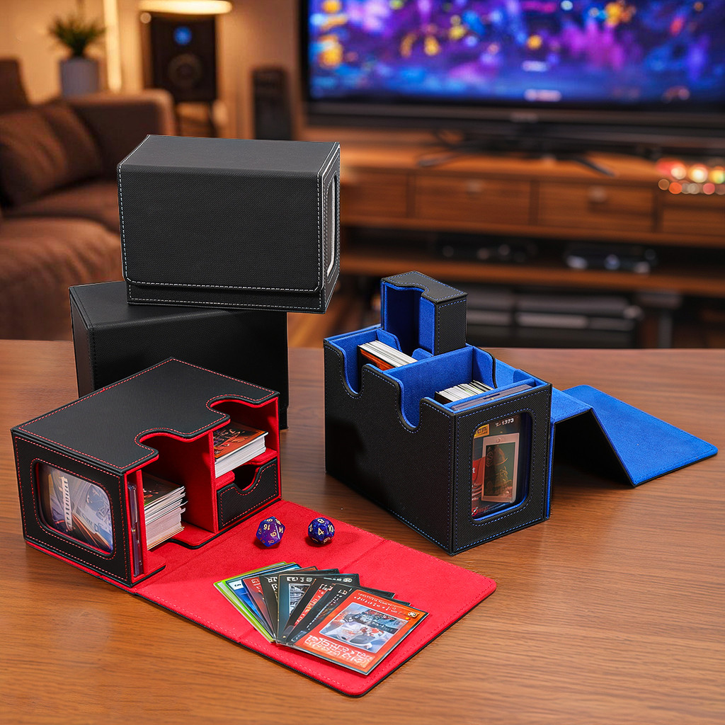 Trading Card Deck Case Leather Magnetic Closure Card Storage Box Magic ...