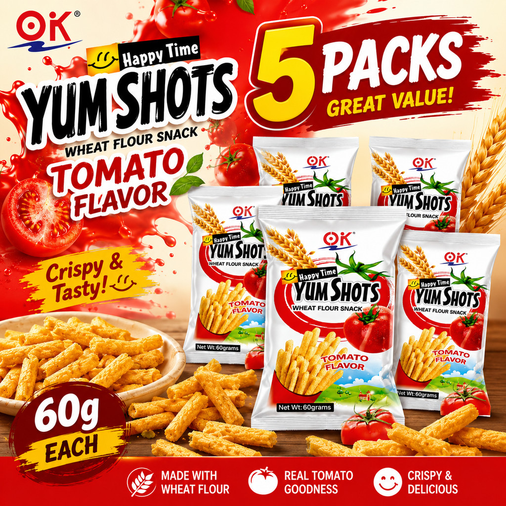 OK Yum Shots Tomato Flavor Snack 60gram | Shopee Philippines