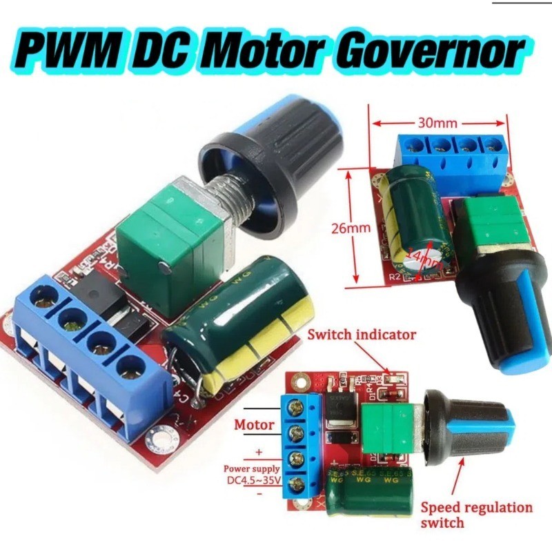 Mini 5A 90W PWM DC Motor Speed Controller Module DC-DC 4.5V-35V ...