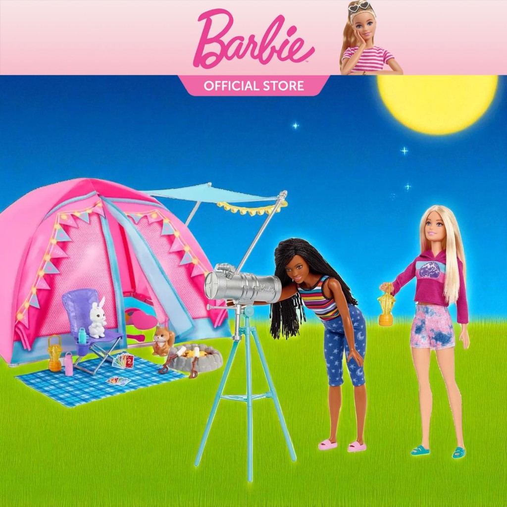 Barbie Cute Pink Tent and Camping Set Movie Dress-up Dolls Includes 2  Dolls, Accessory Playset | Shopee Philippines
