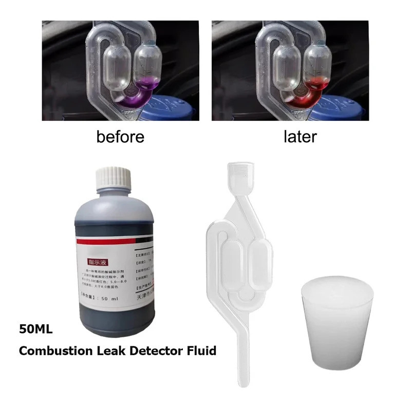 1Set Combustion Leak Tester Kit 50ml Fluid 25 tests rol/Diesel Blown ...