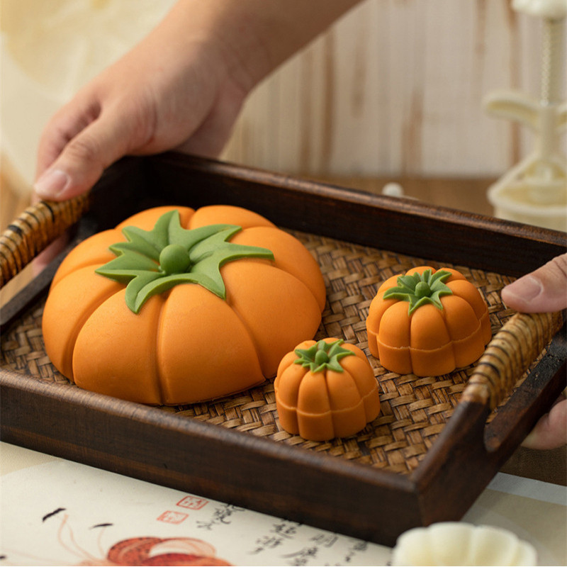 Cookie Stamps Pumpkins Mooncake Mold Hand-Pressure Moon Cake Maker DIY ...