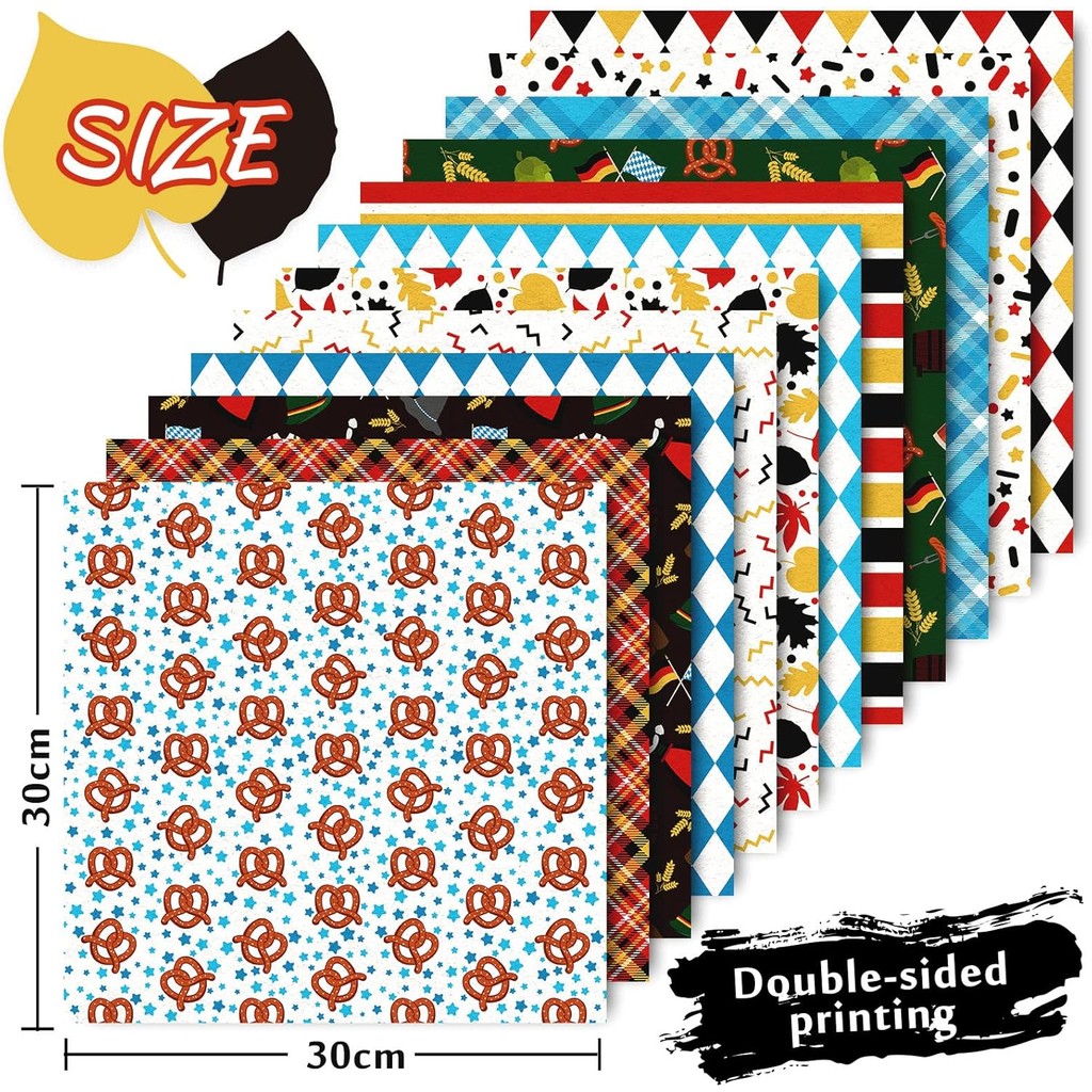 Whaline 24Pcs Oktoberfest Pattern Paper 30x30cm German Party Scrapbook ...