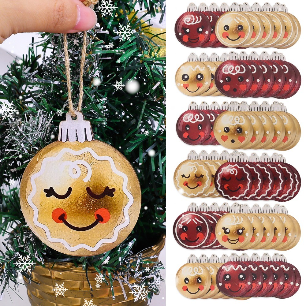 12Pcs DIY Xmas 2D Flat Gingerbread Man Hanging Ornament Christmas Party ...