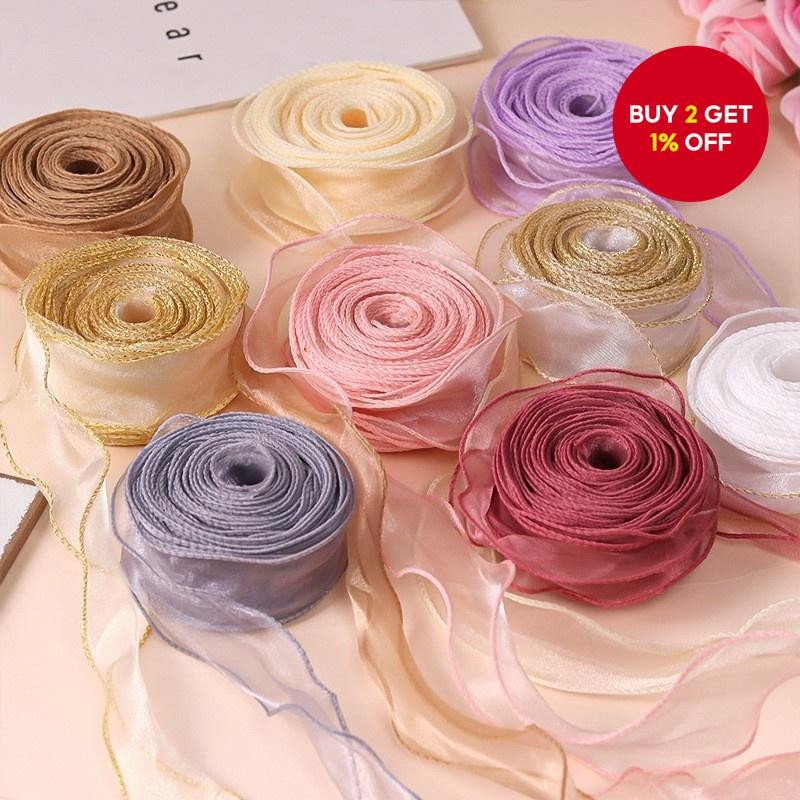 Blue Bell Flower Organza Ribbon Korea Ribbon For Sale | Shopee Philippines