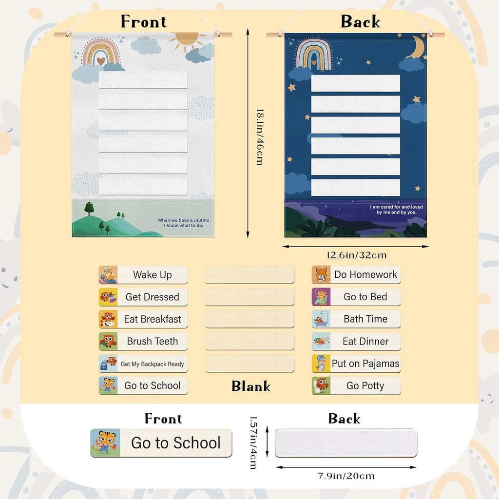 Canvas Visual Schedule for Kids, Schedule Board for Home with Wooden ...