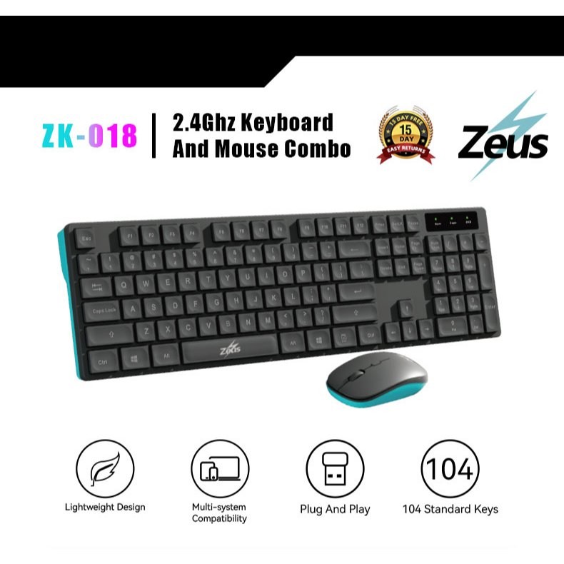Zeus ZK-018 2.4G Wireless Keyboard And Mouse Combo — Ultra-Thin ...