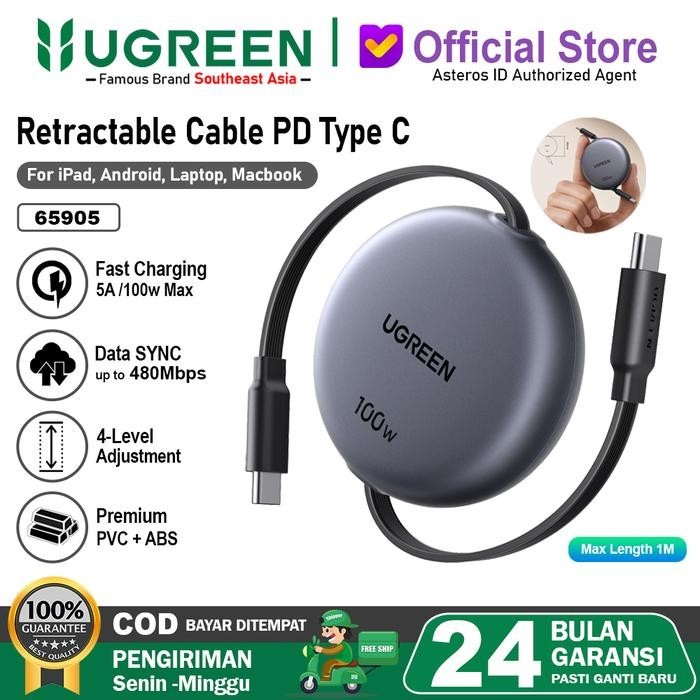 Ugreen Retractable Data Cable PD Type C to Type C Fast Charging 100w 1M ...