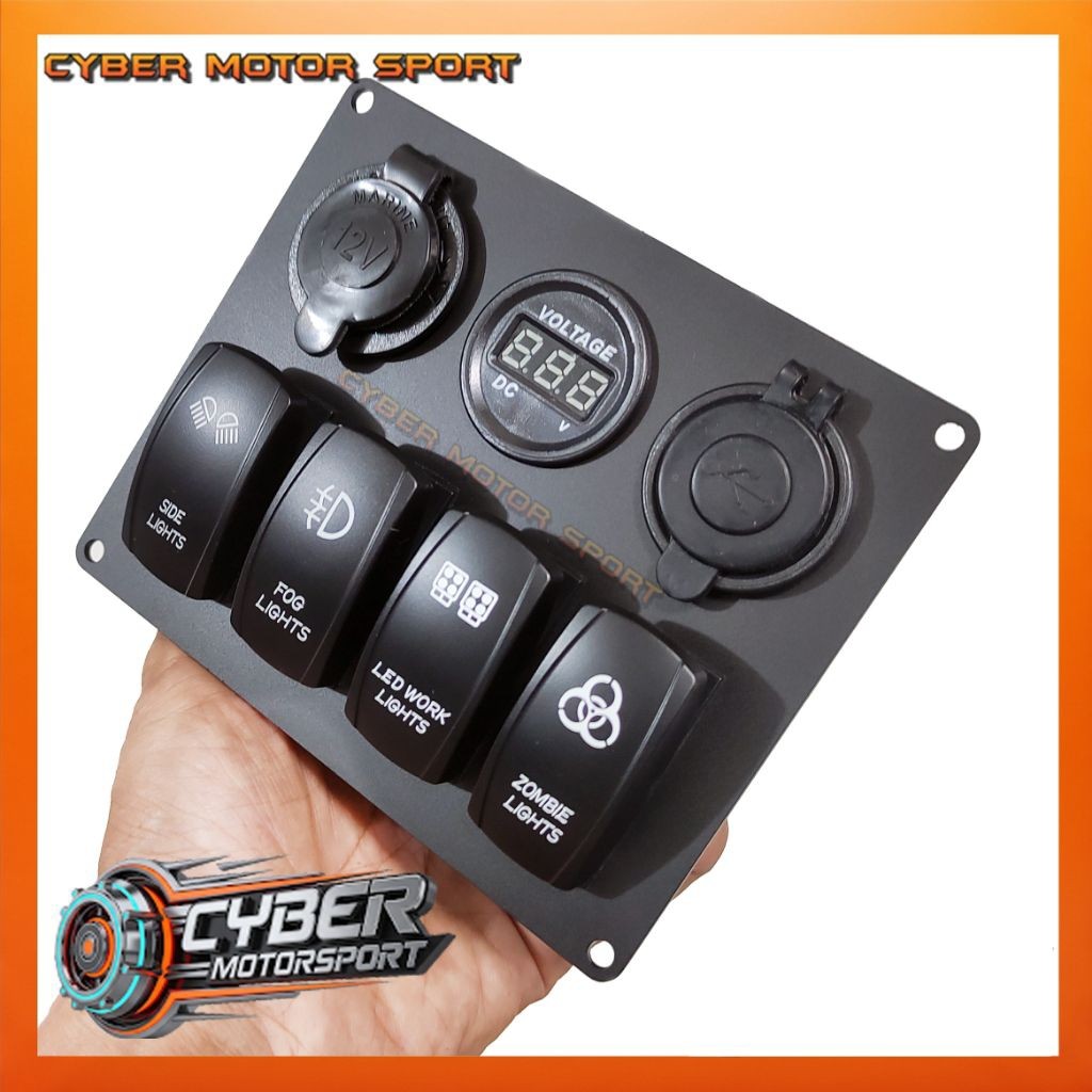 TOMBOL Dashboard panel car instrument switch 4 button usb charger volt ...