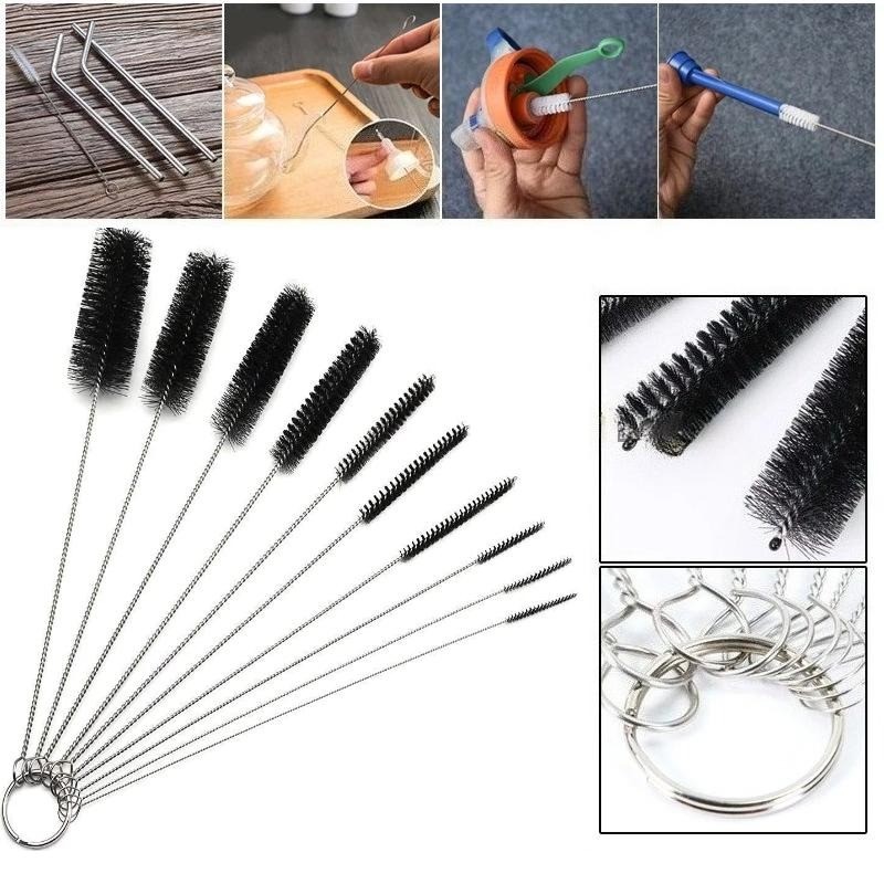 10Pcs Nylon Cleaner Brush Set Test Tube Bottle Straw Washing Bristle ...