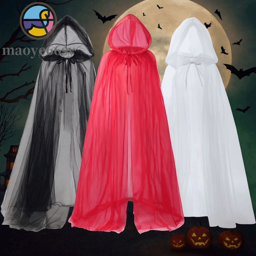 MAOYE66SY Mesh Ghost Cloak, Transparent Lace Up Women Halloween Costume ...