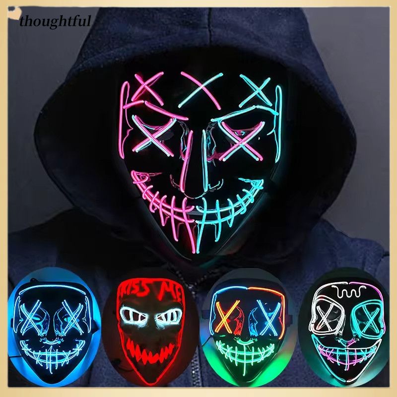 Cold Light Halloween Mask Ghost Dance LED Luminous Black V Mask ...