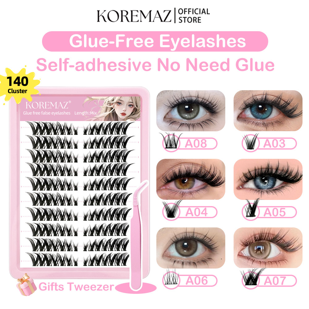 KOREMAZ Segmented False Eyelashes Reusable 10-13mm Mixed C/D Curling ...