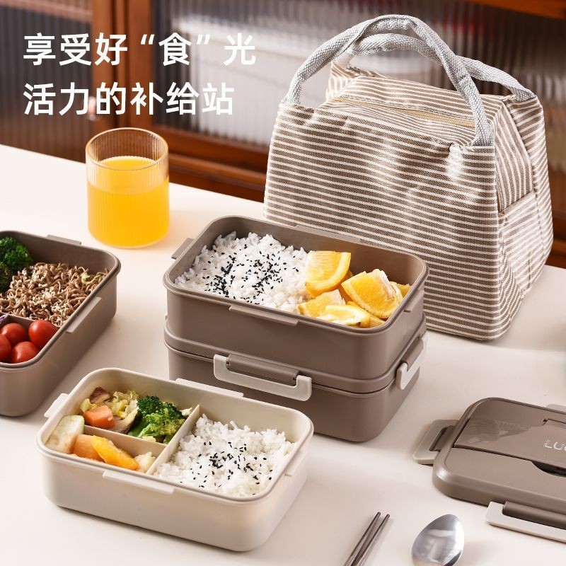 Insulated Lunch Box With Lid Office Worker Multi-Layer With Rice Double ...