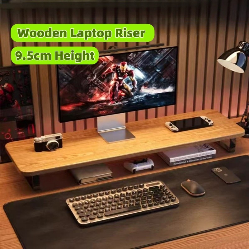 Wooden Monitor Riser Stand Rak Computer Monitor Stand Desktop PC Rack ...