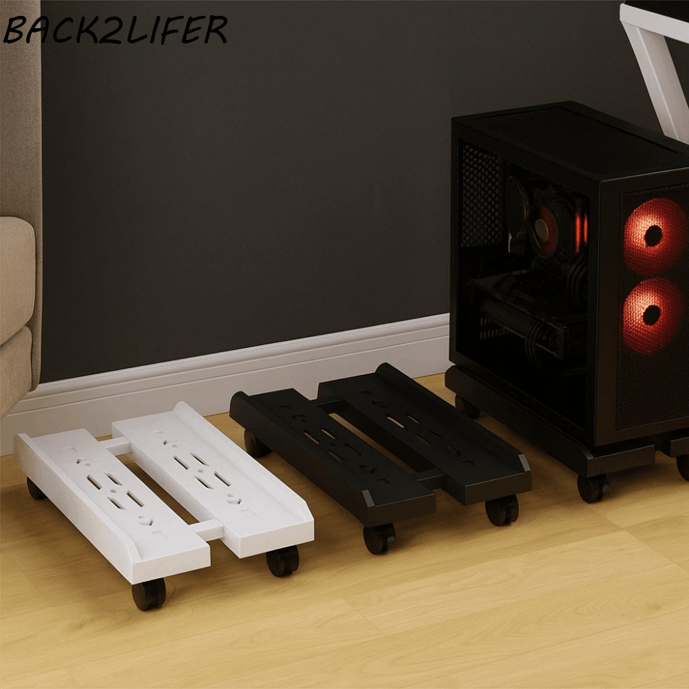 BACK2LIFER Ventilated PC Rack, Black White Adjustable Mobile CPU Stand ...
