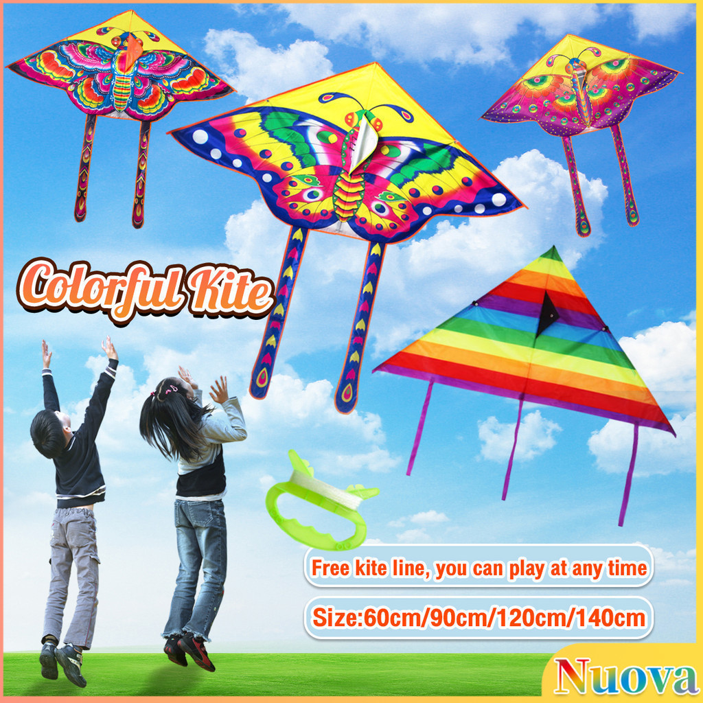 Nva Colorful Butterfly Kite Triangular Rainbow Kites Children Outdoor ...