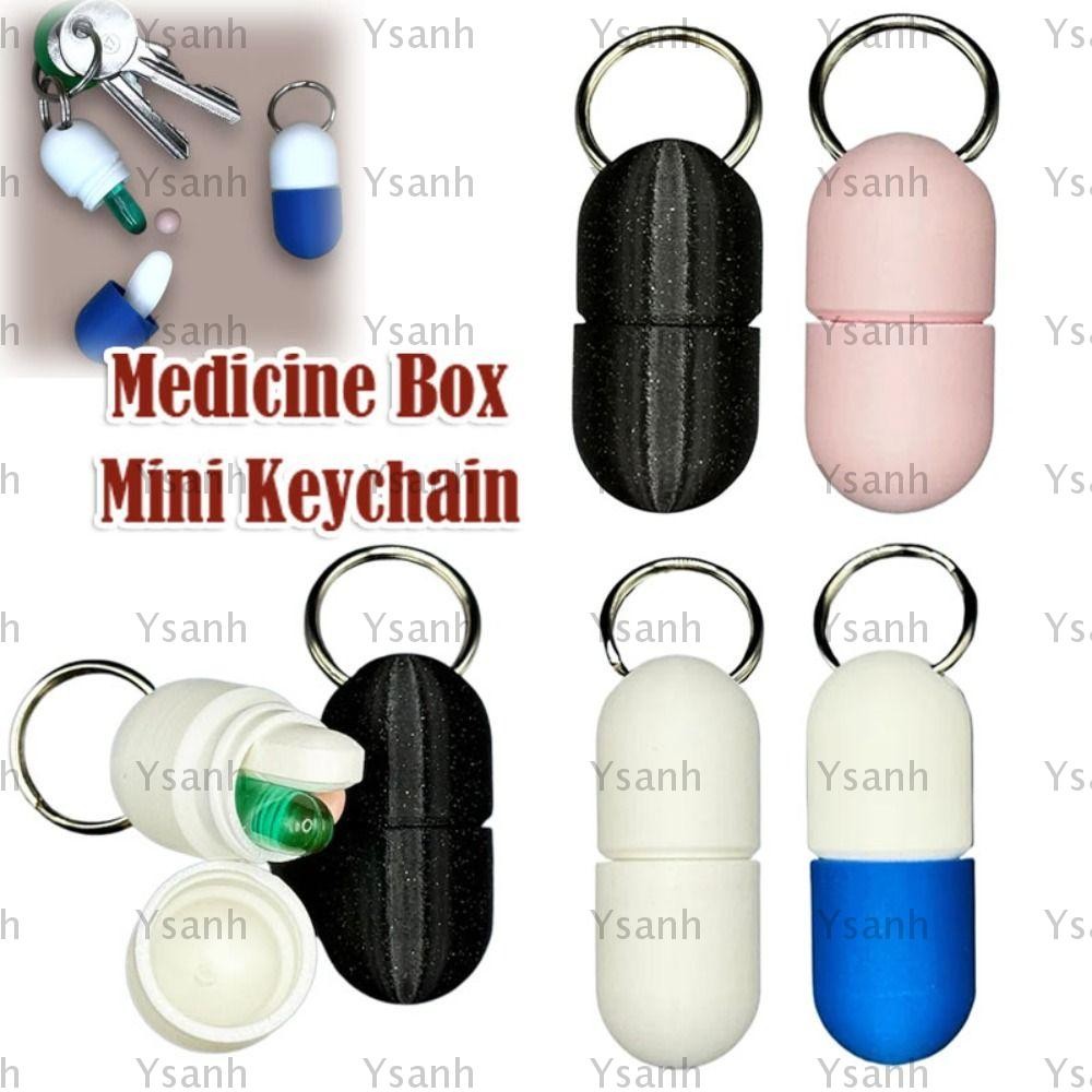 YSANH Medicine Box Keychain, Portable Capsule Shape Medicine Storage ...