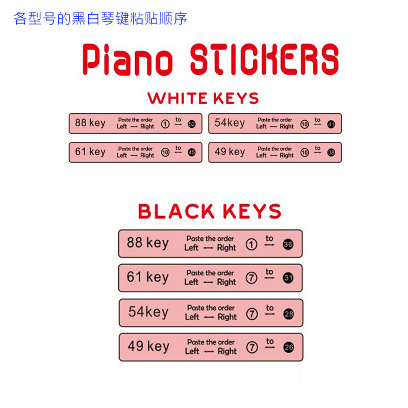 Piano Keyboard Sticker 88/61/54/49 Key Electronic Piano Hand Roll Piano ...