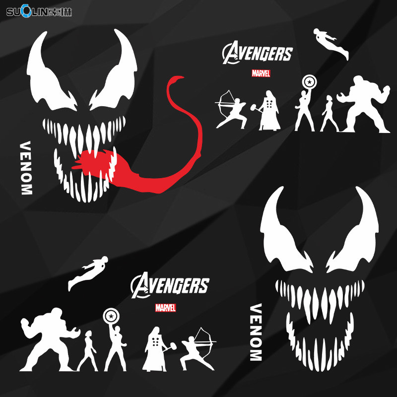 Spot Goods#Venom Marvel Sticker Rear Windshield Avengers Alliance Door ...