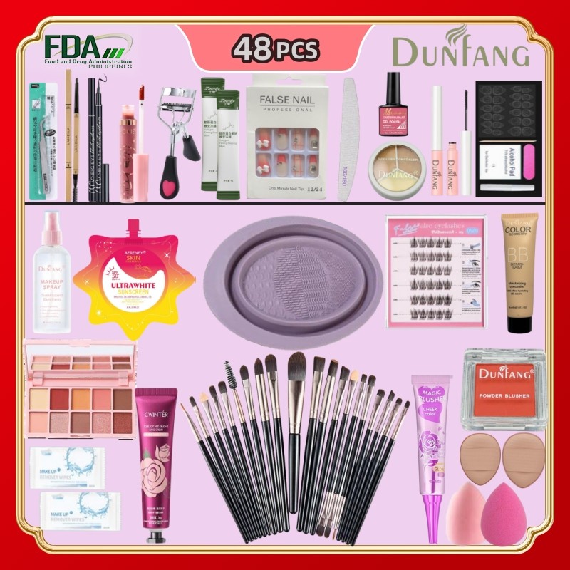 48PCS Makeup Set Cosmetic Kit Liquid Foundation+Spray+Eyeshadow Palette ...