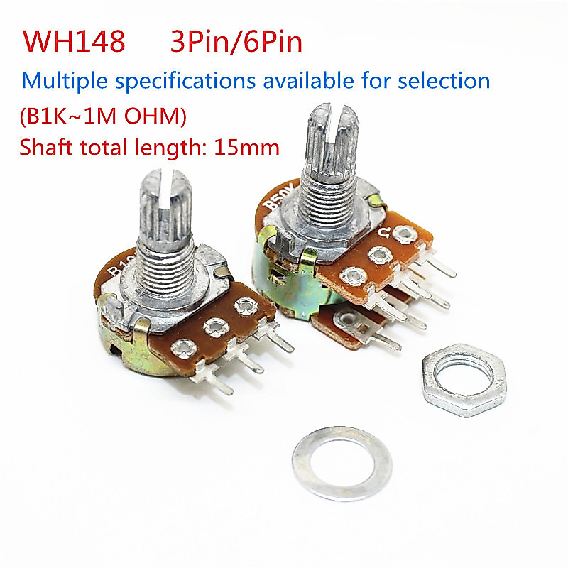DAOKAI Potentiometer Kit – 10 Werte Von 1K Bis 1M Ohm, Linear, 3-polig, Mit Knöpfen, Muttern
