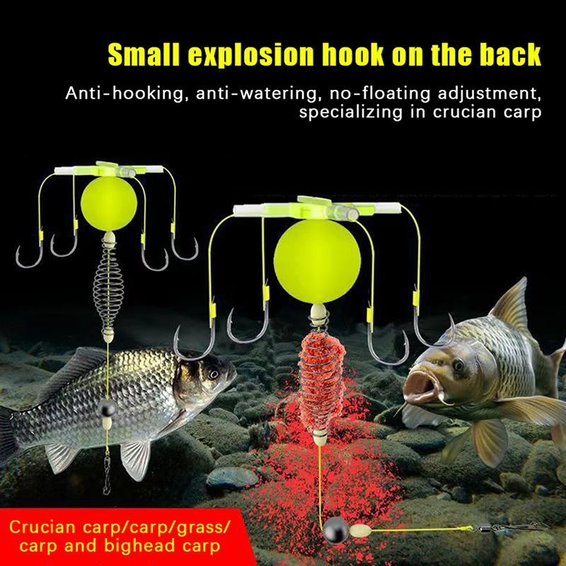 [HWQP] 1PC Fishing Bait Cage Carbon Steel String Hook Fishing Set Anti ...