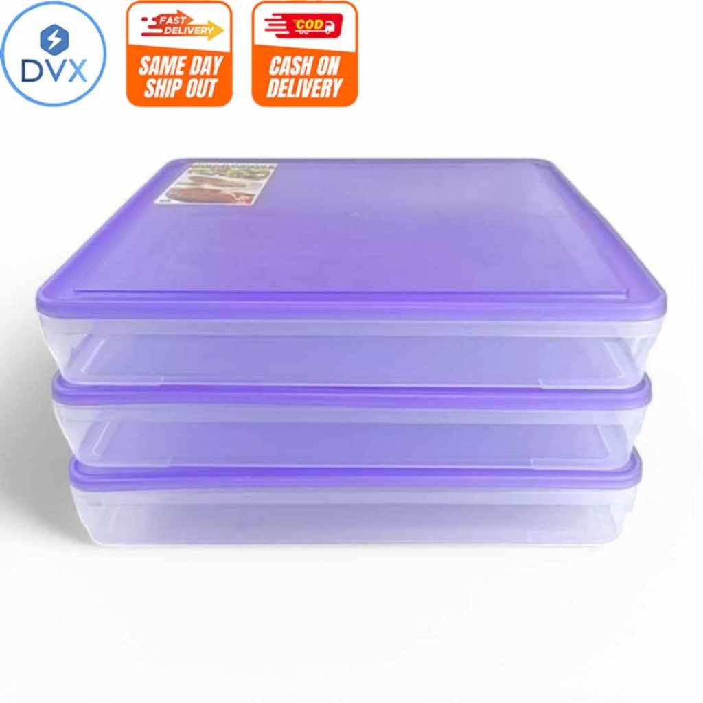 DVX Multipurpose Plastic Storage Box Flat Square Clear Container ...