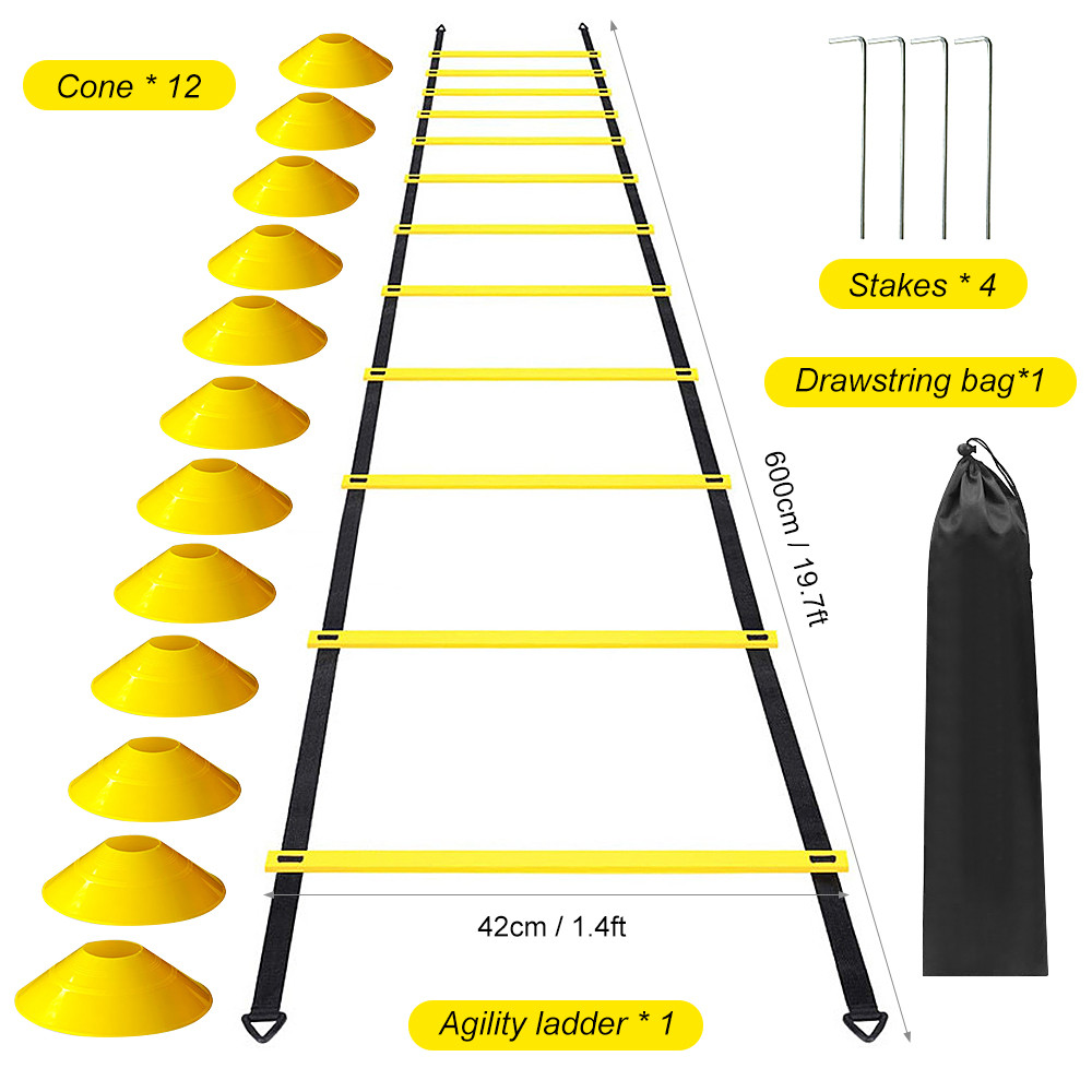 ujewndju Bnineteenteam 12 Rungs Ladder Athlete Adjustable Speed ...