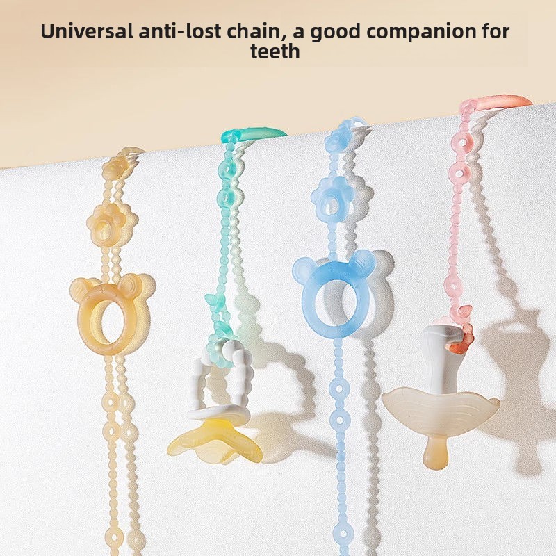 Pacifier with anti-drop chain, baby teething stick, chewable silicone ...