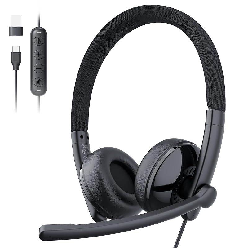 EMEET HS50 Headset with Noise-Canceling Microphone, 270-Degree ...